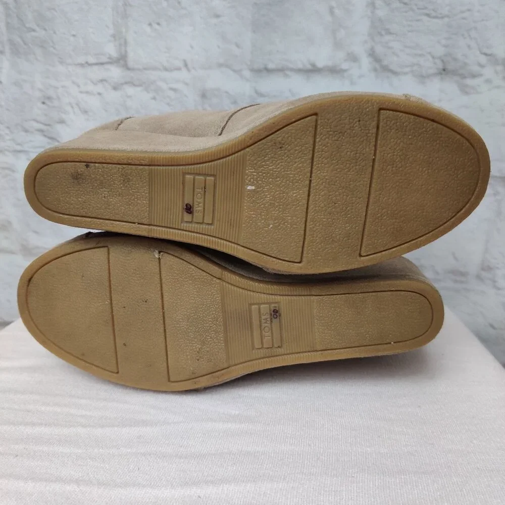 Toms Womens Ankle Booties Desert Wedge Heel Lace Up Boots Suede Taupe Tan Sz 8 - Picture 4 of 15